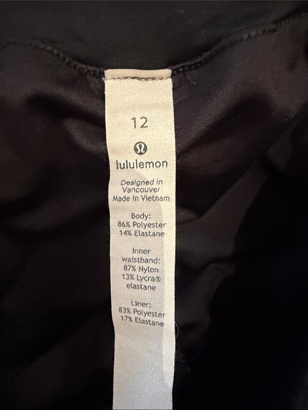 lululemon athletic Women's Dark Black Camo Running Shorts 12 with pockets - Picture 2 of 7